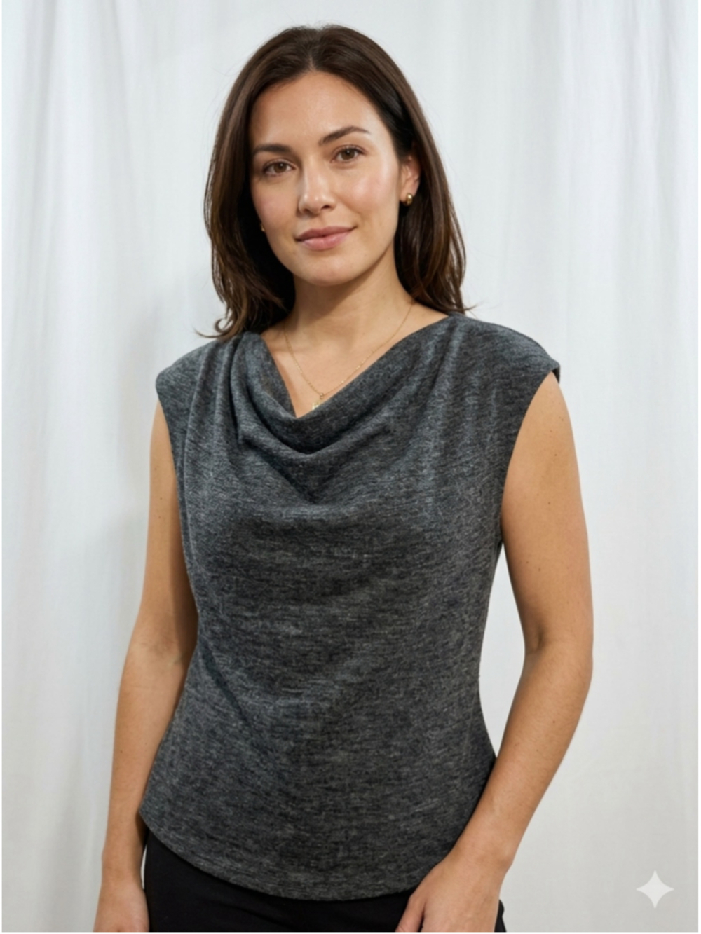 Women's Laura Sleeveless Cowl Neck Blouse Grey Size XL 1981